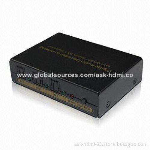 Digital Optical to L/R Analog Decoder with 3 x 1 SPDIF Switcher, Supports 5.1CH Audio
